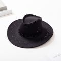 Suede Western Cowboy Hat Sun Block Visor Hat Straw Hat Large Brim Hats for Men and Women. 