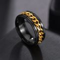 Rotatable chain Rings For Men (Golden Chain) Spinner Ring Stainless Steel Chain Ring.