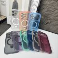 HOCE Metal Ring Stand Magnetic Cases For iPhone 17 16 15 14 13 12 11 Pro Max Plus MagSafe Case With Lens Film Protector Shockproof Frosted Back Phone Cover.