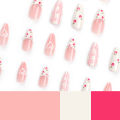 Sweet Strawberry Press on Nails French Pearl Design Almond False Nails Girl Gifts Detchable Full Cover Korean Nail Patches.