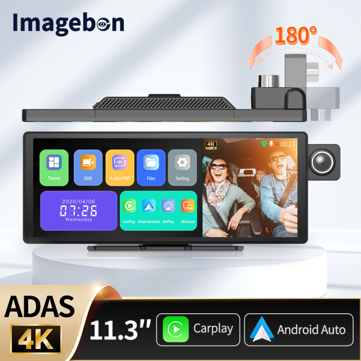 11.3 Imagebon H50 Dash Cam 4K ADAS Wireless CarPlay Android Auto 3 Channel Recording Time Lapse 24h Park Monitor Black Box