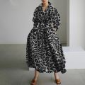 S-5XL Korean Fashion Long Sleeve Shirt Dress Chic Turndown Neck Ruched Maxi Dress Women 2022 Autumn Winter Clothes Streetwear. 