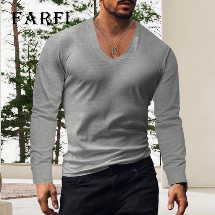 Men%20V-neck%20T-shirt%20Men%20V-neck%20Long%20Sleeve%20T-shirt%20Solid%20Slim%20Fit%20High%20Elastic%20Pullover%20Tops%20Breathable%20Thin%20Stwear%20Casual%20Men%20T-shirt%20-%20Image%203