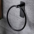 2X Towel Ring/Hand Towel Holder - Self Adhesive Round Towel Rack Hand Towel Bar for Bathroom, Stainless Steel Black. 