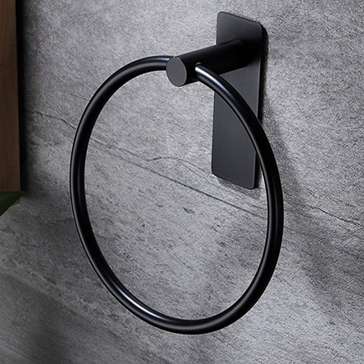 2X%20Towel%20Ring/Hand%20Towel%20Holder%20-%20Self%20Adhesive%20Round%20Towel%20Rack%20Hand%20Towel%20Bar%20for%20Bathroom,%20Stainless%20Steel%20Black%20-%20Image%209