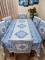 Screen Print Dining Table Runner And 06 Piece Chair Cover.
