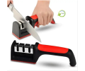 Kitchen 3-Segment Knife Sharpener Household Multi-Functional Hand-Held 3-Purpose Black sharpening stone. 
