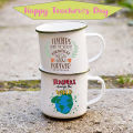 Teacher Change The World Print Enamel Mug School Coffee Mugs Teachers Water Cup Creative Teacher’s Day Gifts.