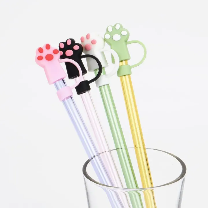 Cute%2010mm%20Cat%20Paw%20Straw%20Cover%20Spill-Proof%20Reusable%20Straw%20Stopper%20Dust-Proof%20Straw%20Topper%20Party%20-%20Image%203