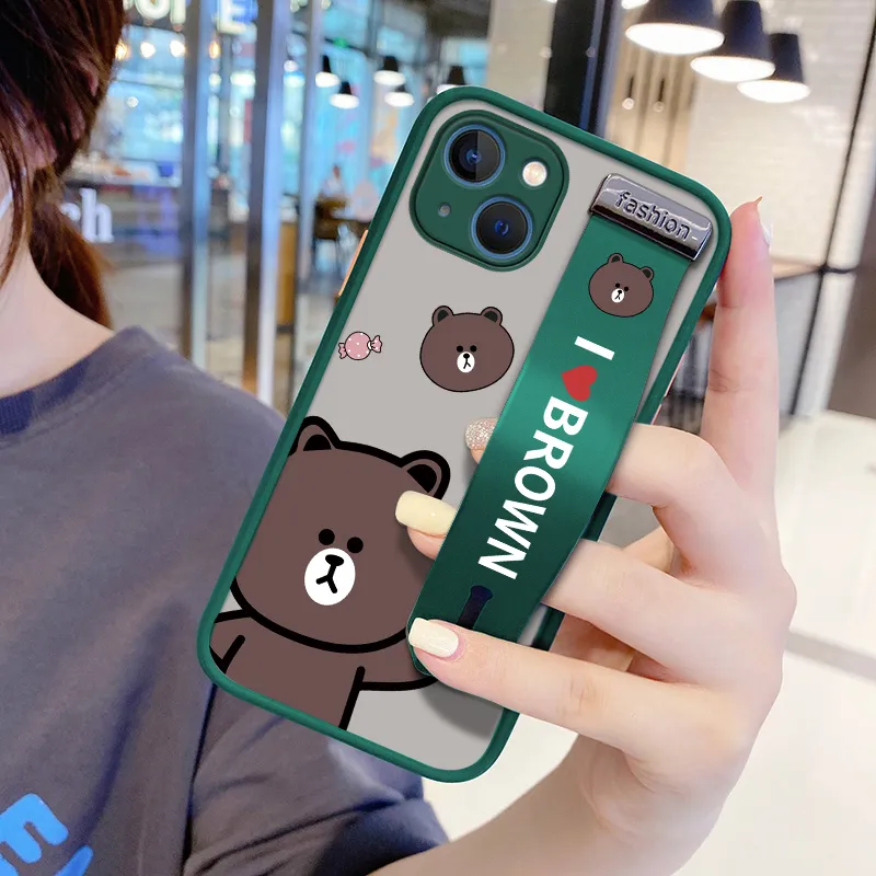 UCUC for iPhone 11 Pro Max Wrist Strap Case Cute Brown Bear