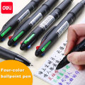 Deli Multifunction Ballpoint Pen 4 in 1 MultiColor Pen 0.7mm Retractable Ballpoint Pens For Marker Writing School Stationery. 