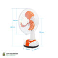 MK Defender 12 inches Rechargeable emergency Fan Solar Fan with solar battery Table Fan with LED light 2 Speed AC DC Charging - Mk-2912. 