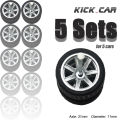 1/64 Wheels with Rubber Tires for 1:64 Toy Car Model Diecast Cars Miniature Parts Modified for Hotwheels (5 sets for 5 Cars).