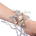Artificial Flowers Wrist Corsage Elegant Comfortable Touch Anti-Wear Bride Bridesmaid Wrist Corsage Artificial Flowers Bracelet for Wedding Engagement. 