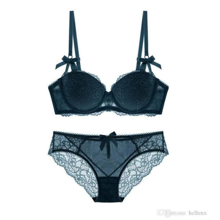 fashionable black kalo thong Comfort sexy foam Bra Panty Set for Women