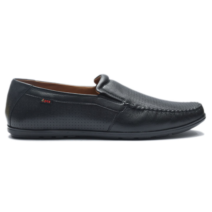 Apex Black Leather  Men's Moccasin