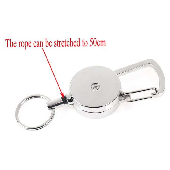 1pc%20Retractable%20Pull%20Key%20Ring%20Chain%20Clip%20Carabiner%20Holder%20Recoil%20Extends%20To%2050cm%20-%20Image%203