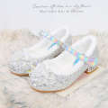 Veet Children's High Heels Elsa Princess Winter New Leather Baby Plush Little Girl Crystal Shoes. 