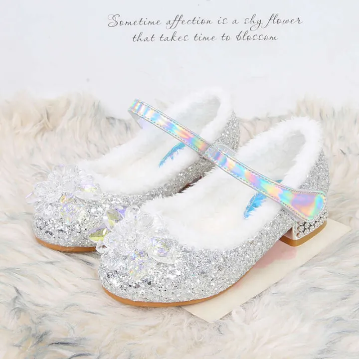 Veet%20Children's%20High%20Heels%20Elsa%20Princess%20Winter%20New%20Leather%20Baby%20Plush%20Little%20Girl%20Crystal%20Shoes%20-%20Image%204