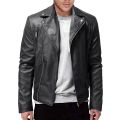2022 Men's Oblique Zipper Casual PU Leather Jacket Youth Fashion Suit Collar Leather Jacket. 