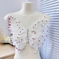 【Popular Categories】 Lace Fabric Butterfly Patch Fashion Large Butterfly Embroidery Mesh Clothes Patches 34CM Sweater Coat Accessories Wedding Dress Bridesmaid DIY Decor. 
