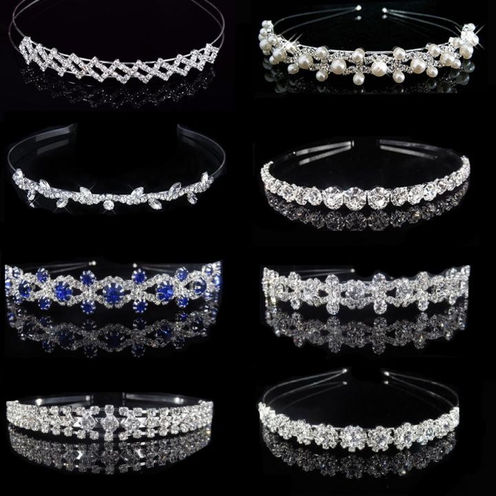 New Hair Band Wedding Hair Accessories for Women Girls Headband Hair Ornaments Headpiece Blue Crystal Crown Hair Jewelry