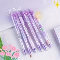 6pcs Purple Tulip Erasable Gel Pens Kawaii Gel Pens With Erasers Korean Stationery Students Girl Gift School Office Supplies.