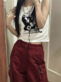 Y2k Grunge Print Sleeveless Tank Top for Women Ribbed Knit Vest Streetwear Aesthetic Clothing Female Crop Top Women 2000s. 