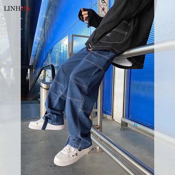 LINHUA%20Men%20Wide%20Leg%20Jeans%20Mens%20Spring%20cargo%20pants%20Hip%20Hop%20Streetwear%20New%20Loose%20Straight%20Baggy%20Denim%20Pants%20Male%20work%20jeans%20-%20Image%204