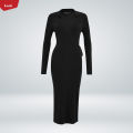 Womens Long Sleeve Ribbed Knit Wrap Collared Midi Belted Bodycon From Levin.