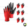 Heavy Duty Smooth Work Gloves Nitrile Coated Red Black Firm Grip Nitrile Coated Gloves. 