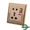 5 Pin Multi Function Combined Socket with Switch Wall Outlet with Indicator- 6 pin Socket. 