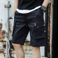 1pc Summer Men Cargo Pants Japanese Style Trendy Casual Daily Shorts Loose Men High Waist Elastic Thin Half Length Cargo Shorts.