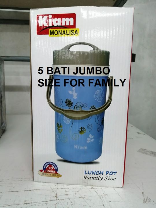Kiam%20Monalisa%20Steel%20Hot%20Tiffin%20Carrier%206%20BATI%20Lunch%20Pot%20(5%20SS%20Pot%20and%201%20Plastic%20Pot)%20-%20Image%202