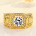 Stalls supply yellow gold-plated domineering full diamond rings diamond rings, business men's rings, color-retaining double row diamond engagement rings.