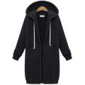 Autumn Winter Solid Color Thicken Hoodies Women Fashion Korean Style Zipper Long Sleeved Hooded Sweatshirt Office Ladies Tops.