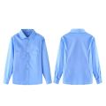 Girls School Blouse Shirt Long Sleeve White Shirt Sky Blue Formal Blouse Top For Student Ages 4-15 Years Tops Children Clothes. 