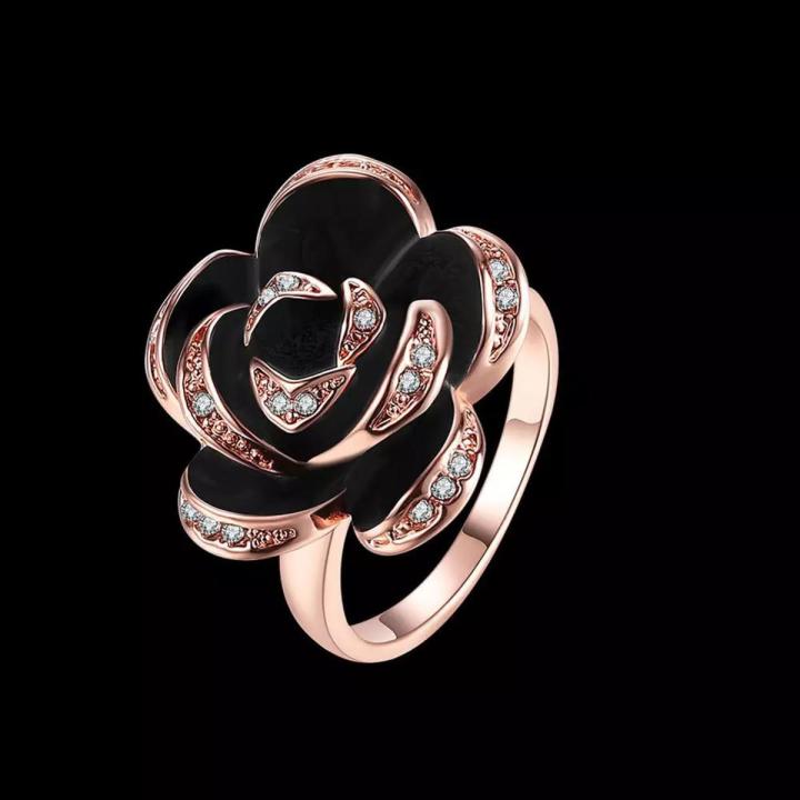 Rose Black Finger Ring For Women/girls/Lady