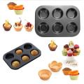 6 Cups Carbon steel Mini Muffin Bun Pan non-stick Cupcake Baking. 