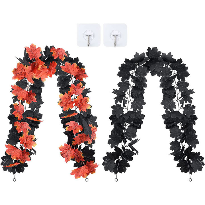 2PCS%20Halloween%20Maple%20Leaf%20Garland%20With%204pcs%20Hook%20Artificial%20Hanging%20Floral%20Garlands%20Fall%20Leave%20Vines%20For%20Christmas%20Thanksgiving%20Decor%20-%20Image%208
