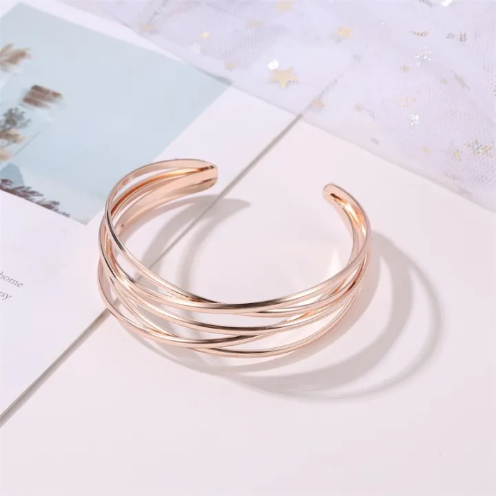 Enacolor%20Simple%20Opening%20Geometric%20Cross%20Bangle%20for%20Women%20Girl%20Accessories%20Fashion%20New%202025%20-%20Image%202