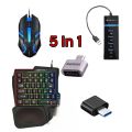 Battle Royal Gaming ComOne Hand RGB Gaming Keyboard and Backlit Mouse Combo,USB hub and otg.