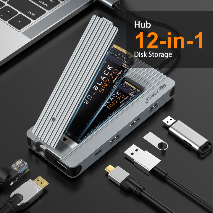 M.2 SSD enclosure type c docking station Hdmi ethernet RJ45 adapter nvme usb for macbook air switch Thunderbolt dell laptop pc