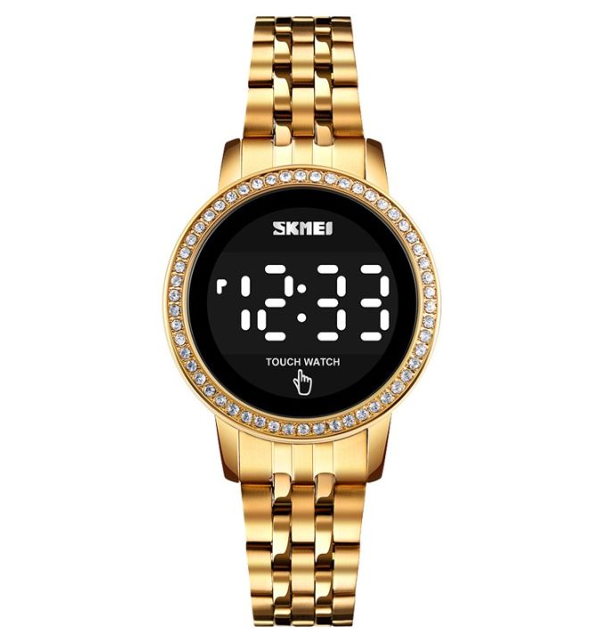 SKMEI 1669 Fashion Watch Date Display Stainless Steel Strap LED Digital Watch For Women