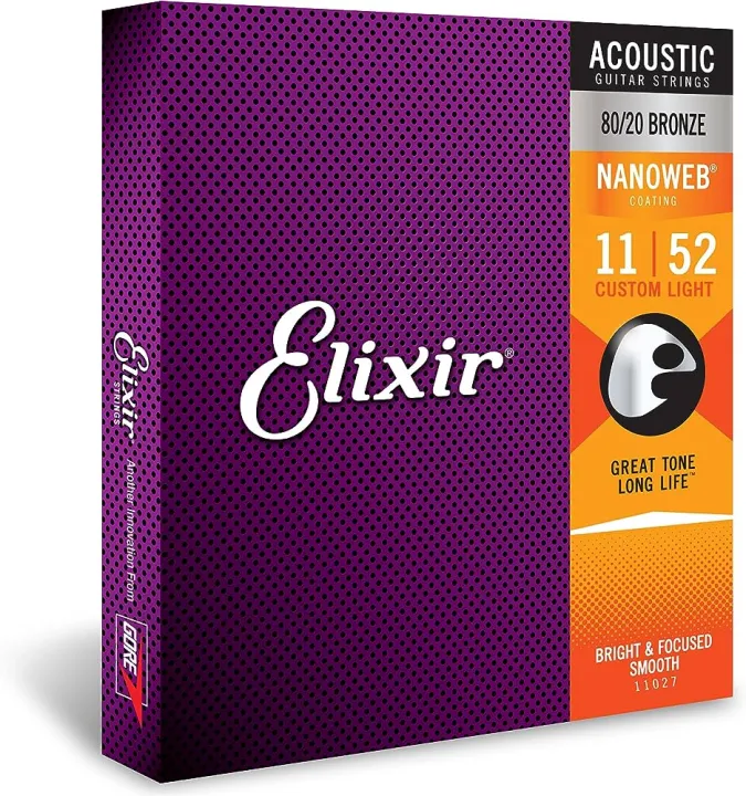 Elixir%20Strings%2011027%20Nanoweb%2080/20%20Acoustic%20Guitar%20Strings%20-%20.011-.052%20Custom%20Light%20-%20Image%204