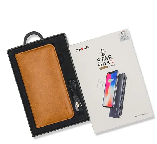 Zhuse Star River Series 3 Wireless Power Bank Leather Wallet