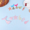 1Set Glitter Mermaid Tail SeahorseStarfish Cake Topper Girl Birthday Party Decoration Mermaid Party Cupcake Supplies. 