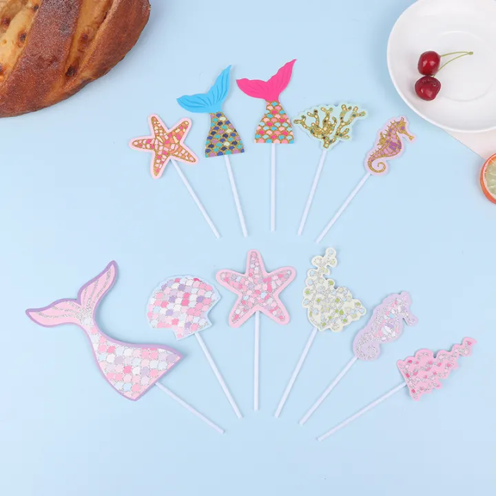 1Set%20Glitter%20Mermaid%20Tail%20SeahorseStarfish%20Cake%20Topper%20Girl%20Birthday%20Party%20Decoration%20Mermaid%20Party%20Cupcake%20Supplies%20-%20Image%207