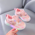 Disney Kids Girls Shoes 2024 Children Sneakers Girls LED Light Elsa Frozen Princess Casual Sport Shoes Student Shoes Teen Shoes. 