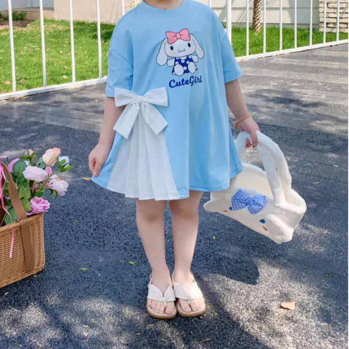 Sanrio%20Hello%20Kitty%20Children's%20Princess%20Dress%20Girls%20Cinnamoroll%20Kuromi%20Dress%20Short%20Sleeve%20Skirt%20Anime%20Cute%20Summer%20Kids%20Clothing%20-%20Image%204